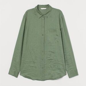 H&M 100% linen green shirt. Size Xs. New.
